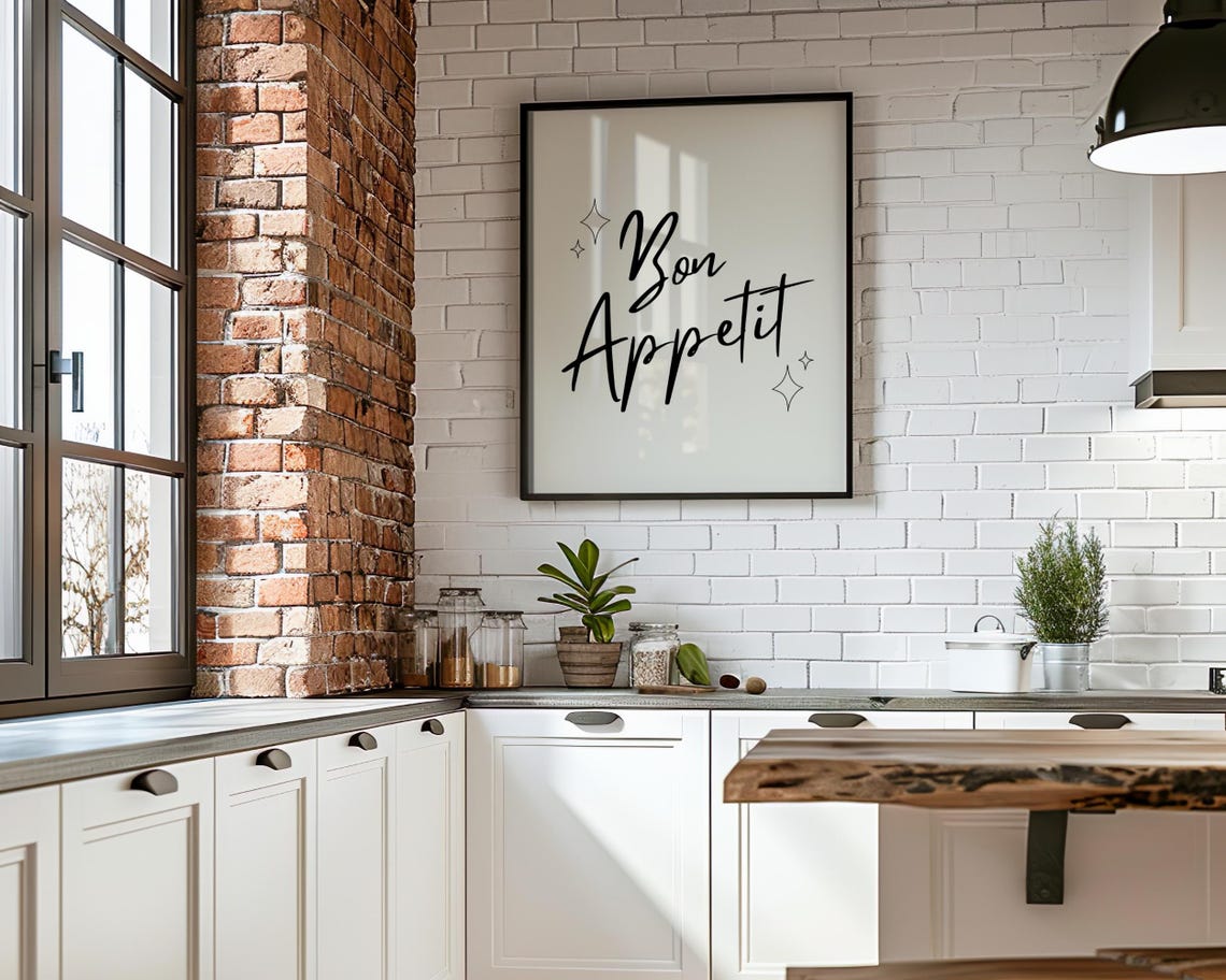 Bon Appetit Script Elegant Sparkle Minimalist Kitchen Poster - Image 3