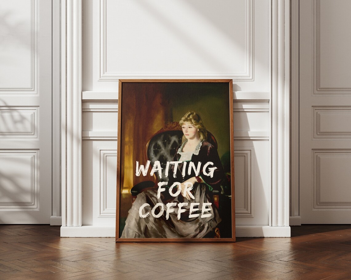 Waiting For Coffee Vintage Portrait Art Print - Image 5