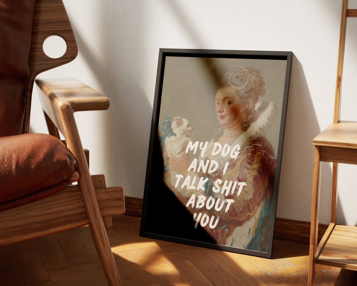 Funny Vintage Dog Lover Renaissance Portrait Art Print - Image 6