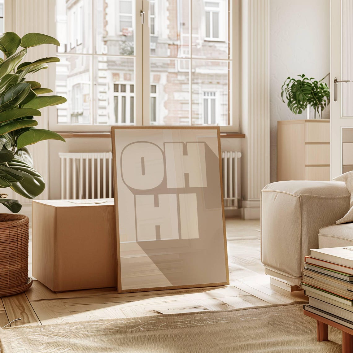 Oh Hi Print Modern Typography Poster Entryway Wall Art Boho Home Decor Bold Type Design Neutral Aesthetic Trendy Wall Art - Image 3