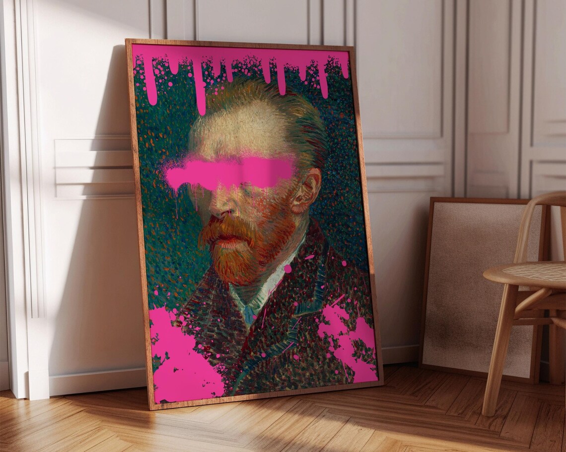 Funny Altered Art Print Urban Art Eclectic Wall Art Van Gogh Print Vintage Oil Painting Street Art Print Graffiti Poster Print - Image 6