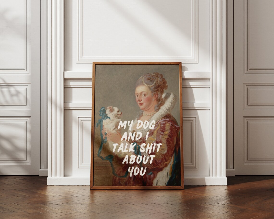 Funny Vintage Dog Lover Renaissance Portrait Art Print - Image 8