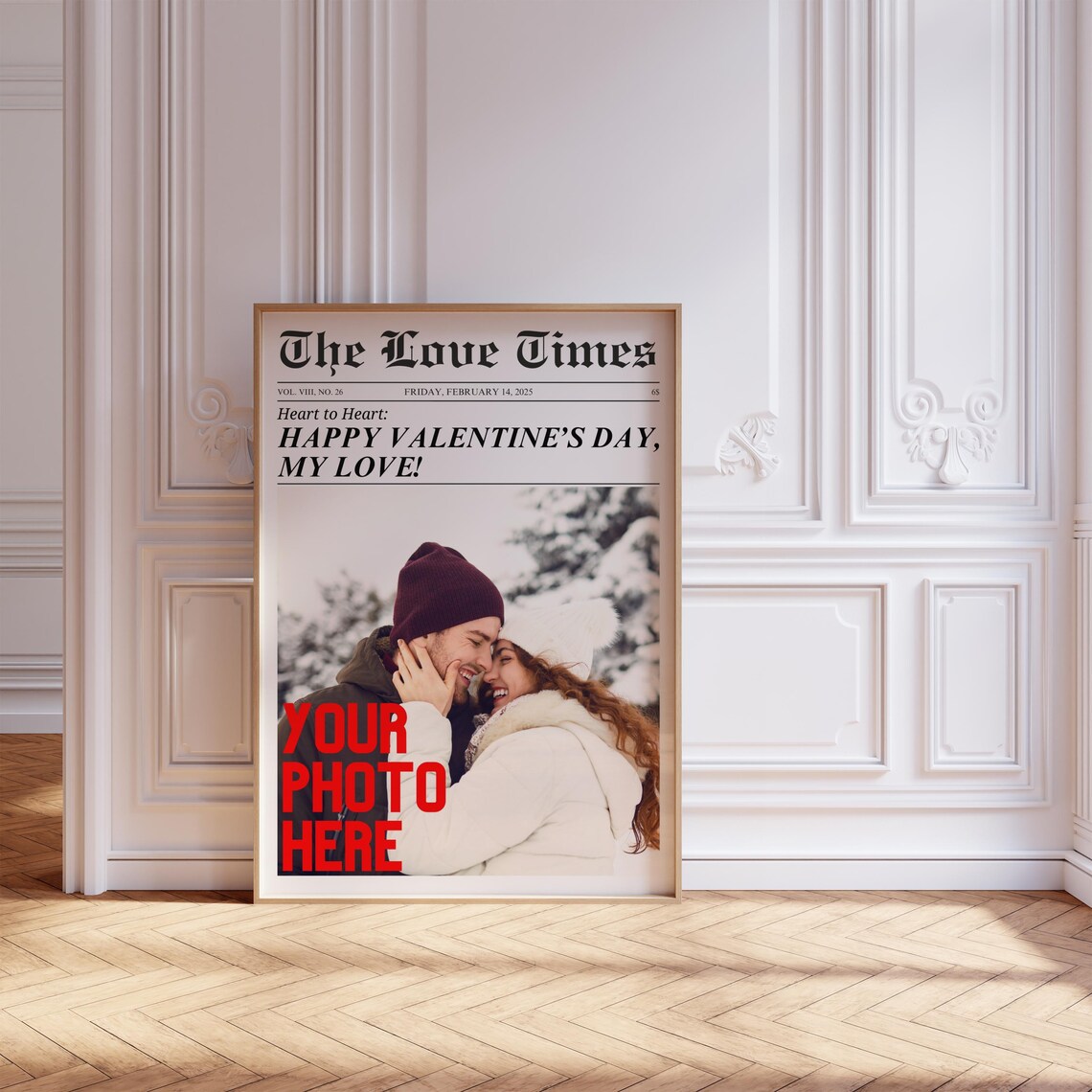 Custom Couple Photo Valentine Newspaper The Love Times Poster - Image 4