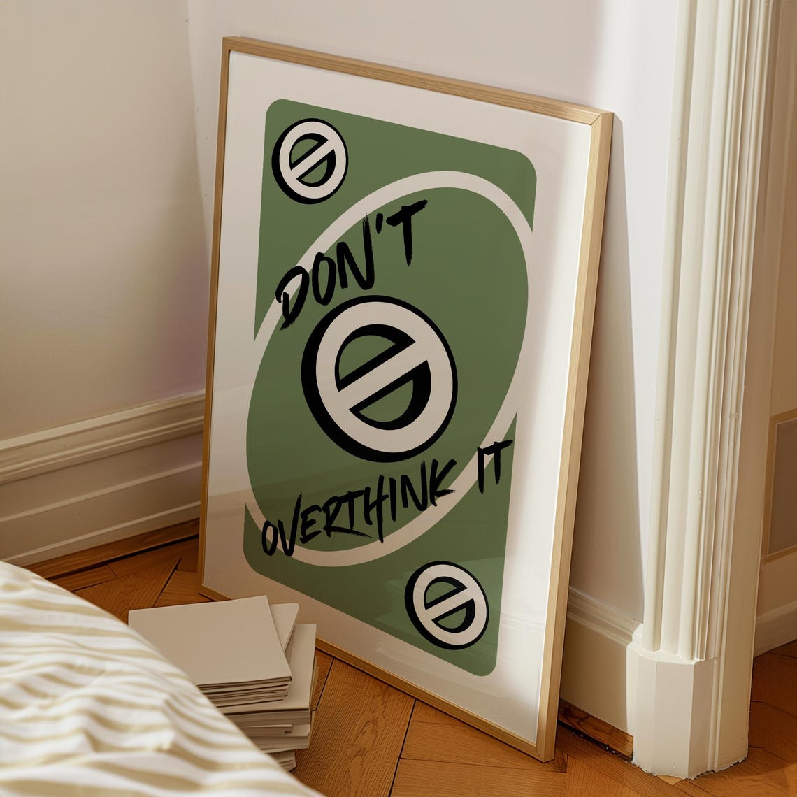 Dont Overthink It Sage Green Playing Card Style Mindset Poster - Image 7
