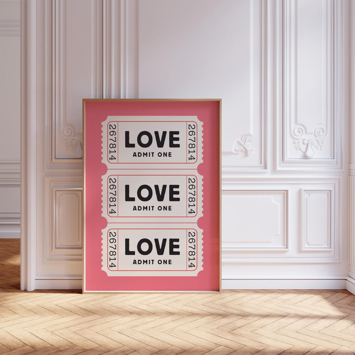 Love Admit One Ticket Stub Trio Vintage Pink Valentines Poster - Image 8