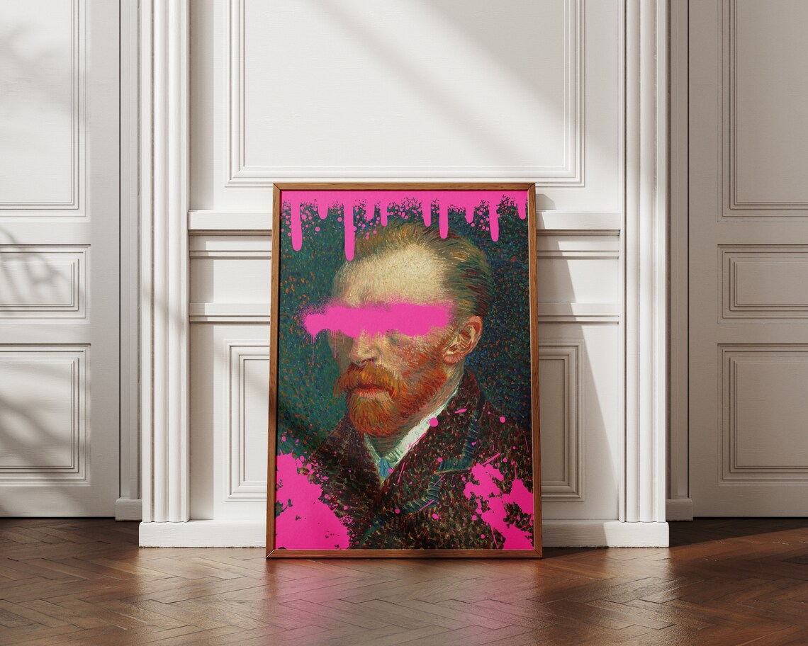 Funny Altered Art Print Urban Art Eclectic Wall Art Van Gogh Print Vintage Oil Painting Street Art Print Graffiti Poster Print - Image 3