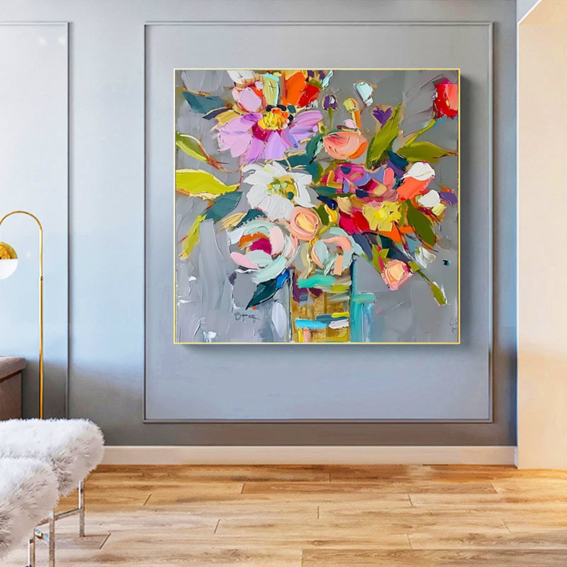 Abstract Flower Oil Painting, Floral Vase Art Print - Image 5