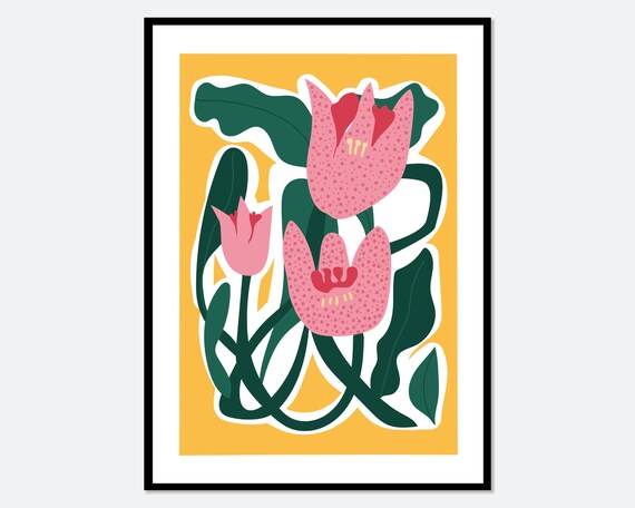 Flower Market Colorful Abstract Botanical Spring Flowers Art Print Floral Poster Matisse Style Floral Wall Art Boho Nursery Print Fm118