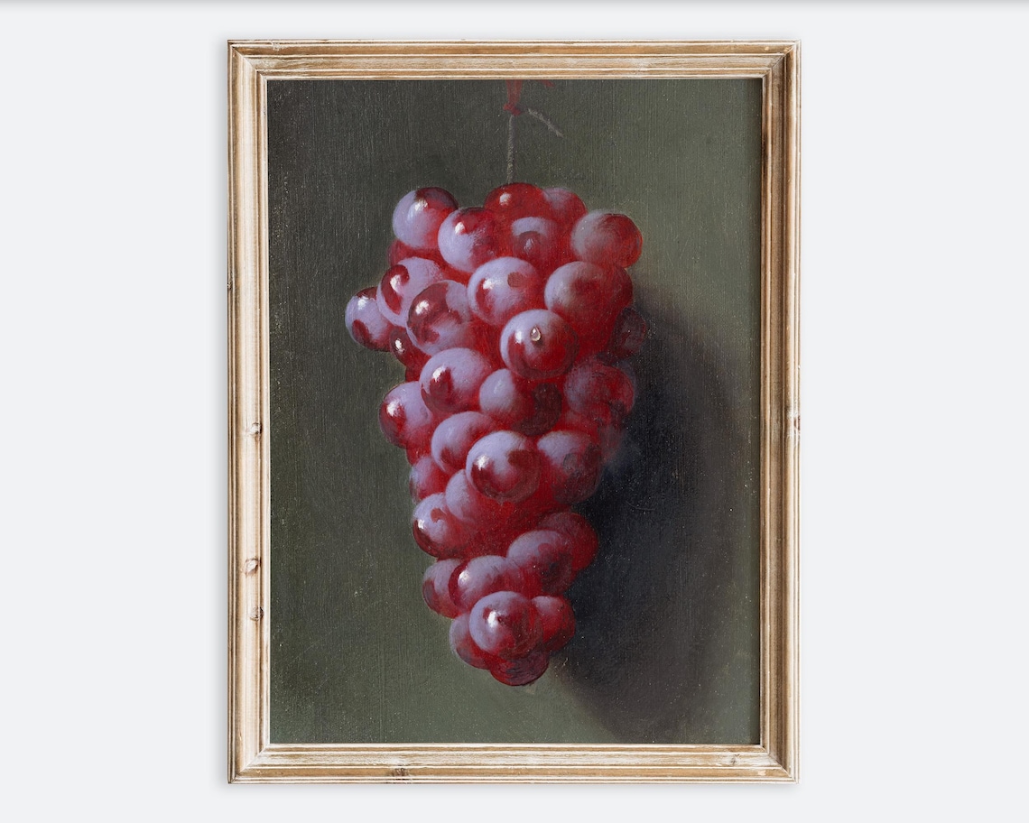 European Vintage Grapes Still Life Art Print