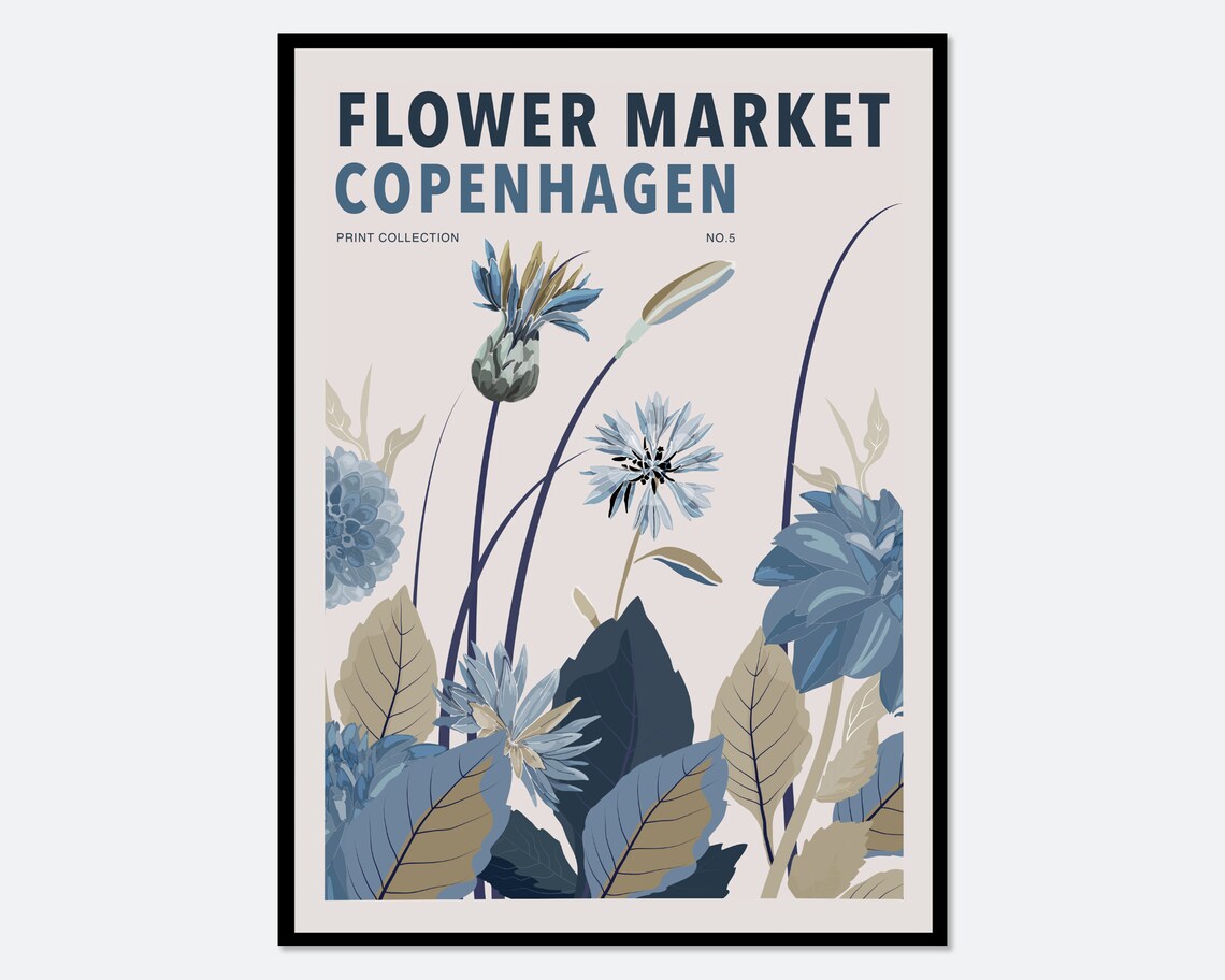 Flower Market Copenhagen, Botanical Art Print