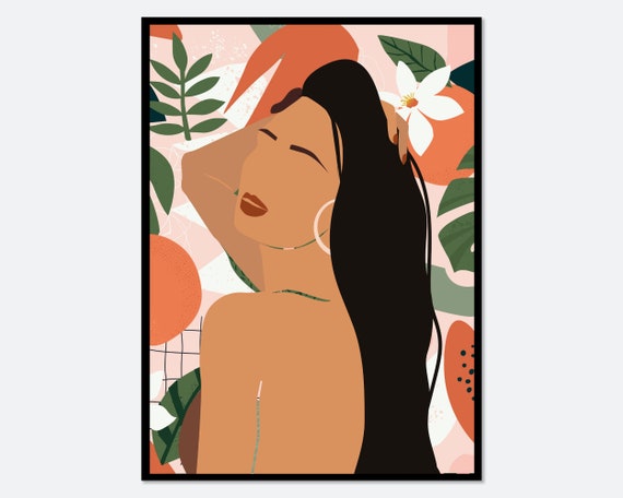 Boho Modern Eclectic Girl With Plants Art Print