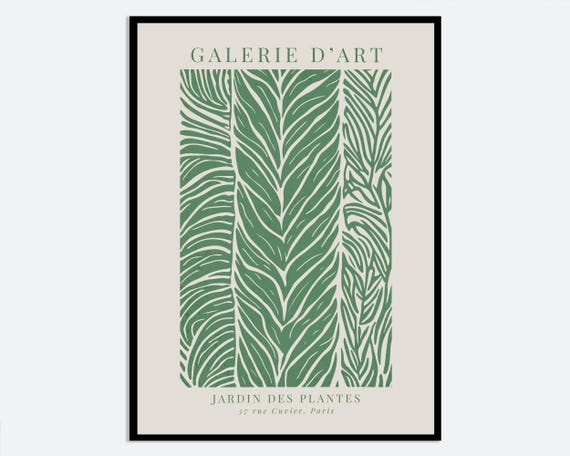 Green Garden Of Plants Abstract Style Leaves Illustration Wall Art Print Minimalist Floral Poster Botanical Greenery Boho Fm120