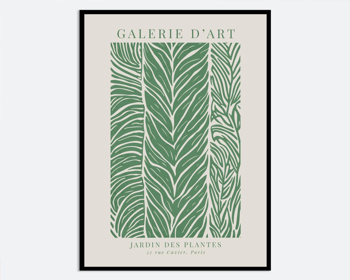 Galerie D'Art Paris Fern Leaf Green Botanical Exhibition Poster
