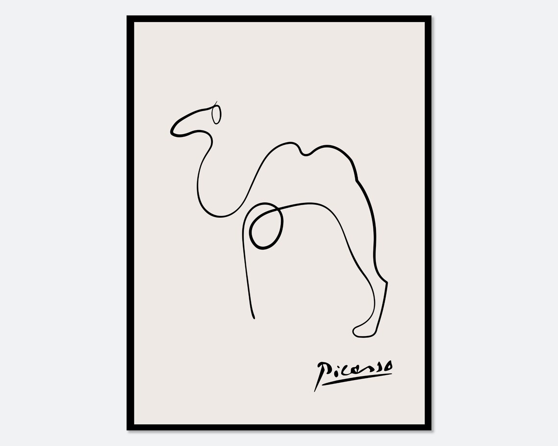 Picasso Camel Sketch Line Drawing Art Print