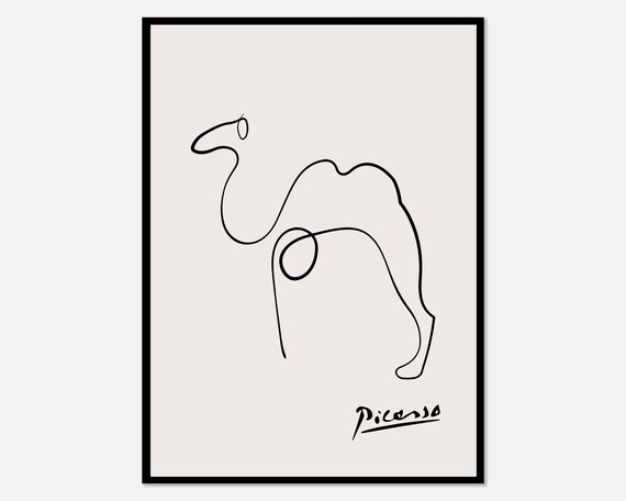 Picasso Camel Sketch Line Drawing Art Print