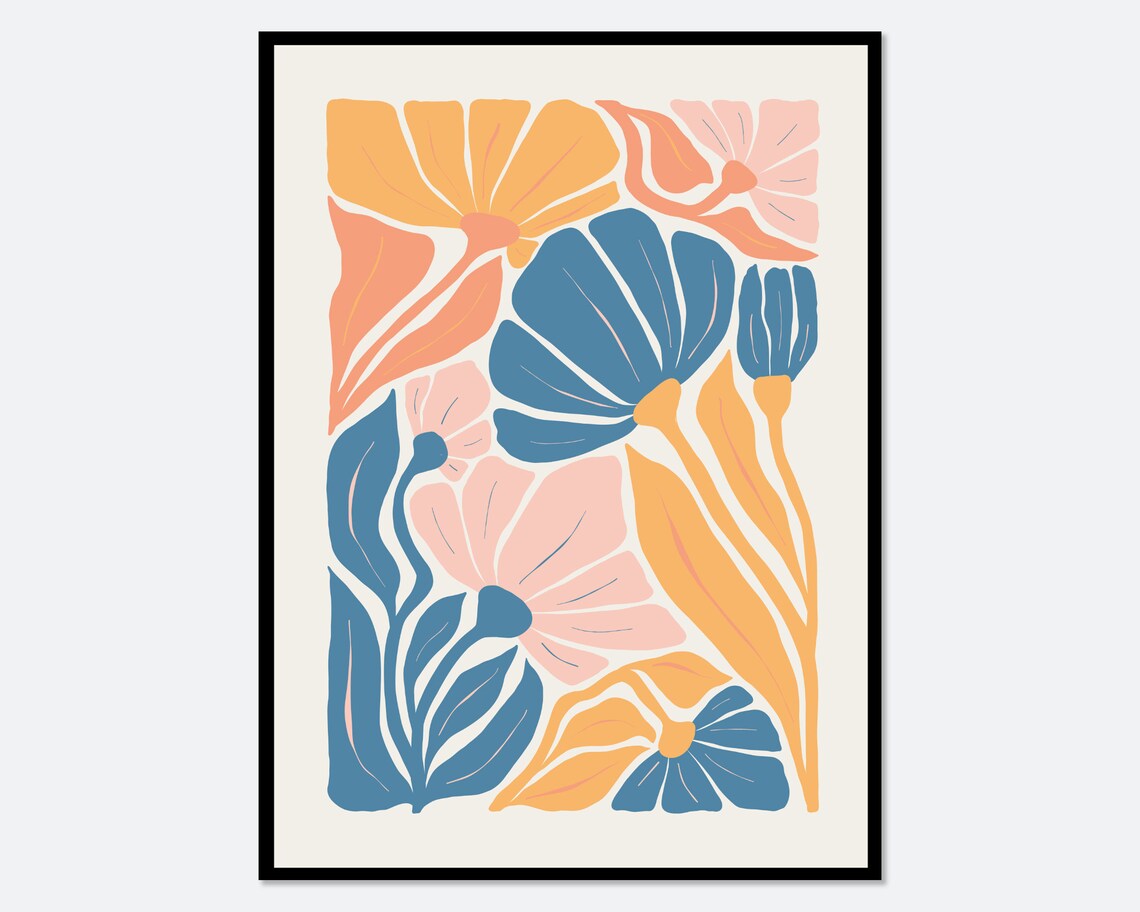 Flower Market Botanical Abstract, Matisse Style Art Print