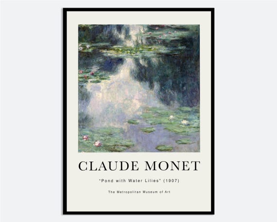 Monet Pond With Water Lilies Museum Exhibition Vintage Poster Wall Art Print Colorful Claude Flower Landscape Painting Decor N74