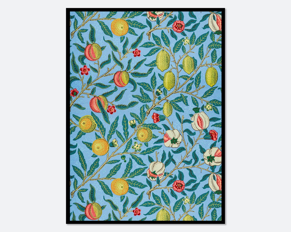 William Morris Four Fruits Vintage Botanical Pattern Art Poster