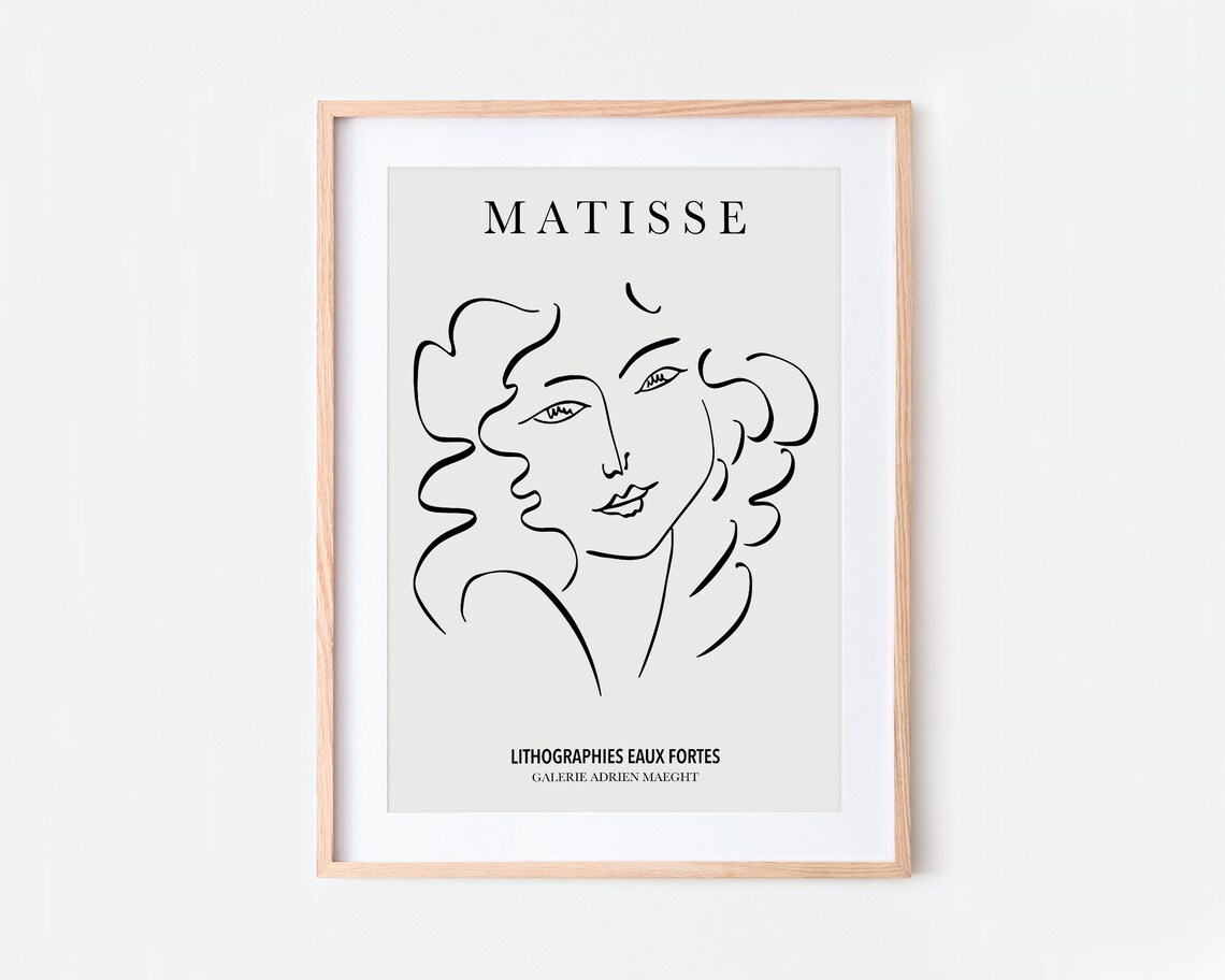Henri Matisse Woman Face Vintage Line Art Print