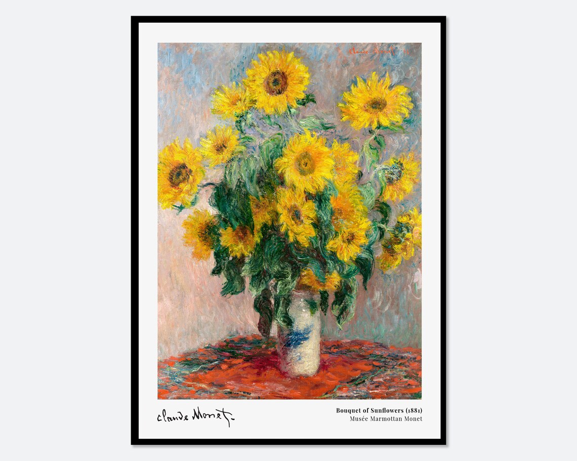 Claude Monet Bouquet Of Sunflowers 1881 Vintage Art Print