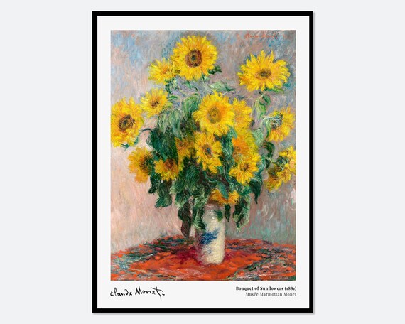 Claude Monet Bouquet Of Sunflowers 1881 Vintage Art Print