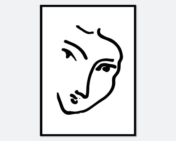 Matisse Woman Face Line Art Vintage Art Print
