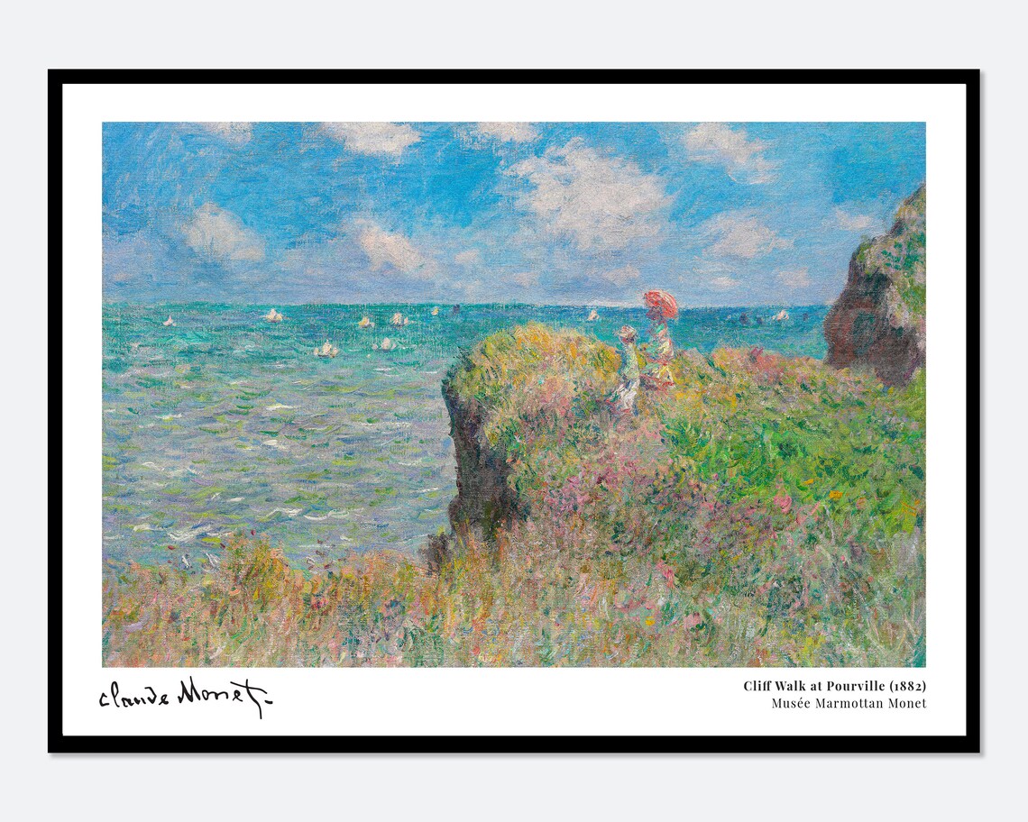 Monet The Cliff Walk At Pourville Vintage Poster Print