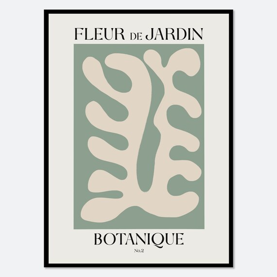Fleur de Jardin Botanique No 2 Sage Green Matisse Style Cut Out Poster