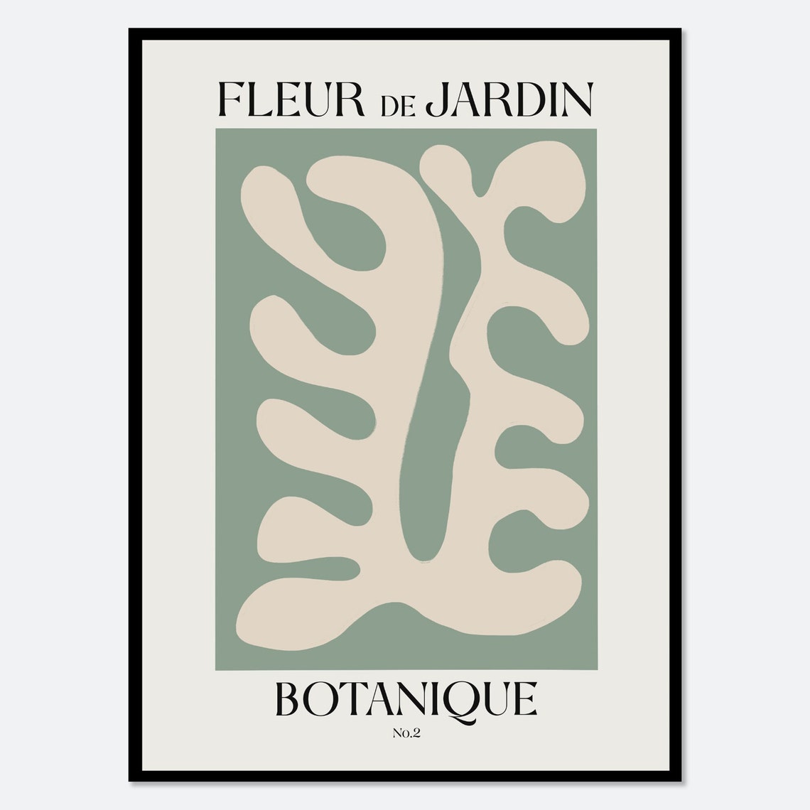 Fleur de Jardin Botanique No 2 Sage Green Matisse Style Cut Out Poster