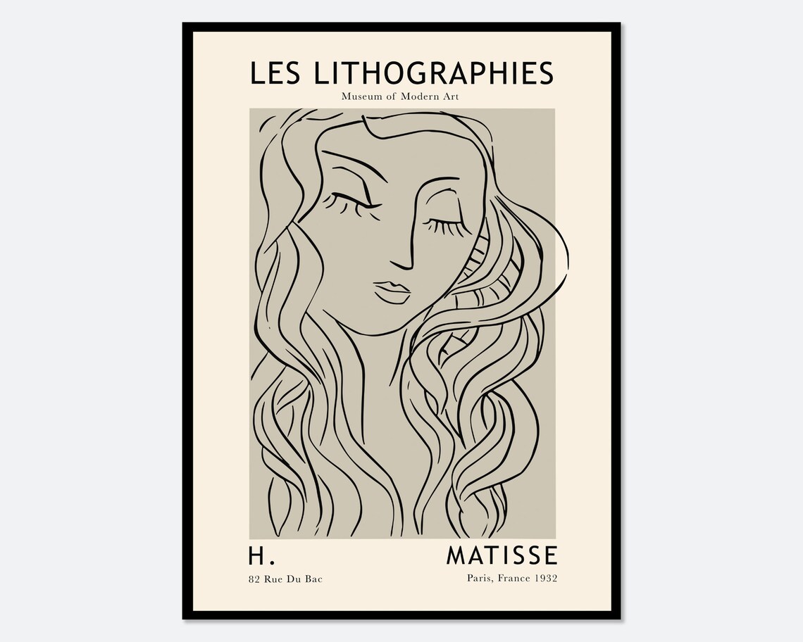 Matisse Les Lithographies Line Art Woman Museum of Modern Art Poster