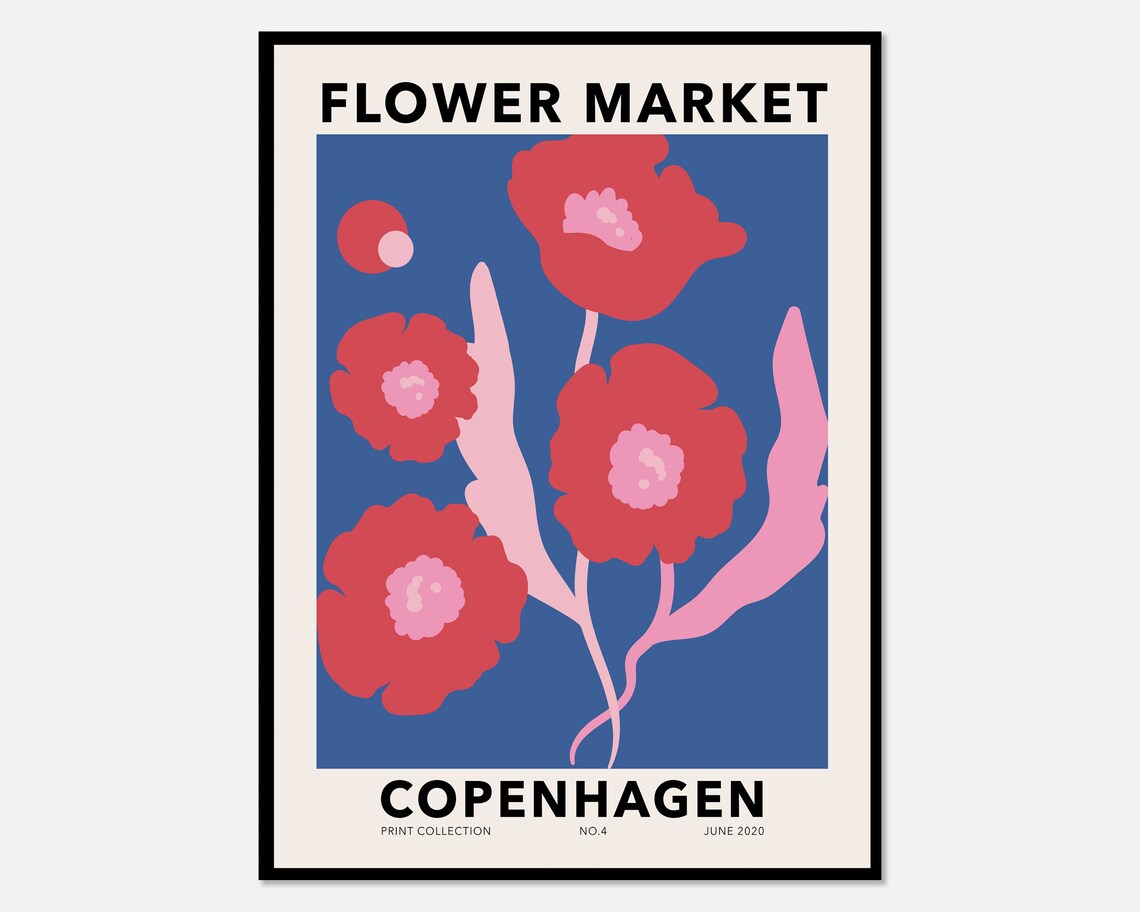 Copenhagen Flower Market Botanical Art Print