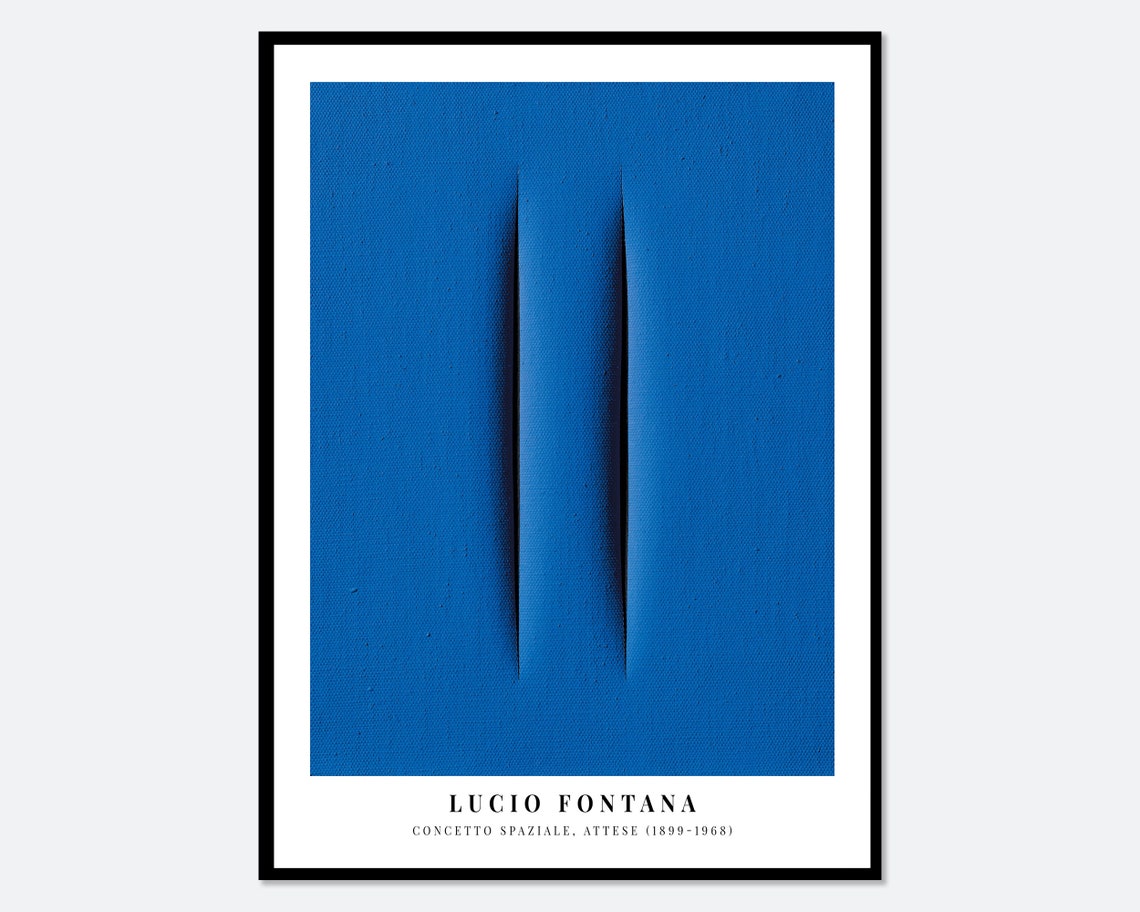 Lucio Fontana Blue Double Cut Canvas Spatialist Abstract Poster