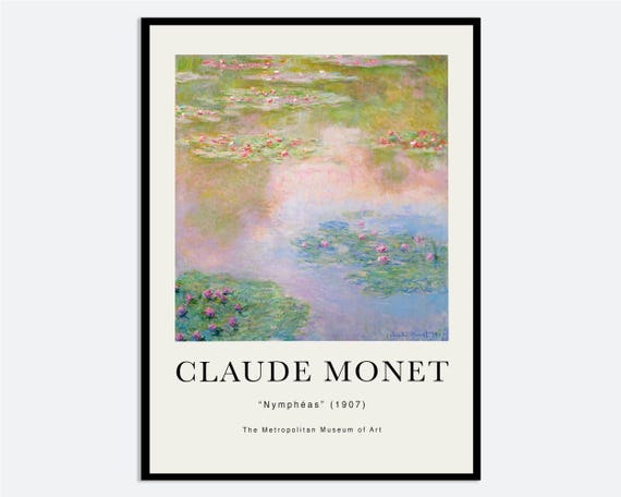 Monet Water Lilies Nympheas Museum Vintage Poster Wall Art Print Colorful Claude Flower Pond Nature Landscape Painting N78