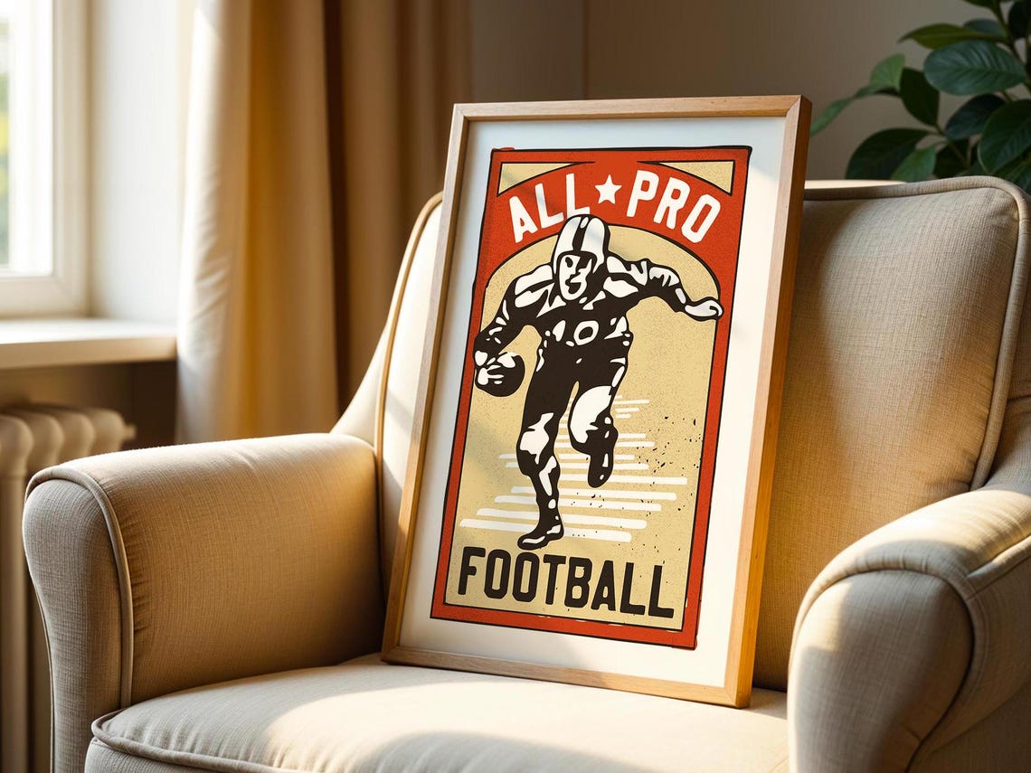 All Pro Football Vintage Player Classic Game Day Wall Art Poster - Image 2