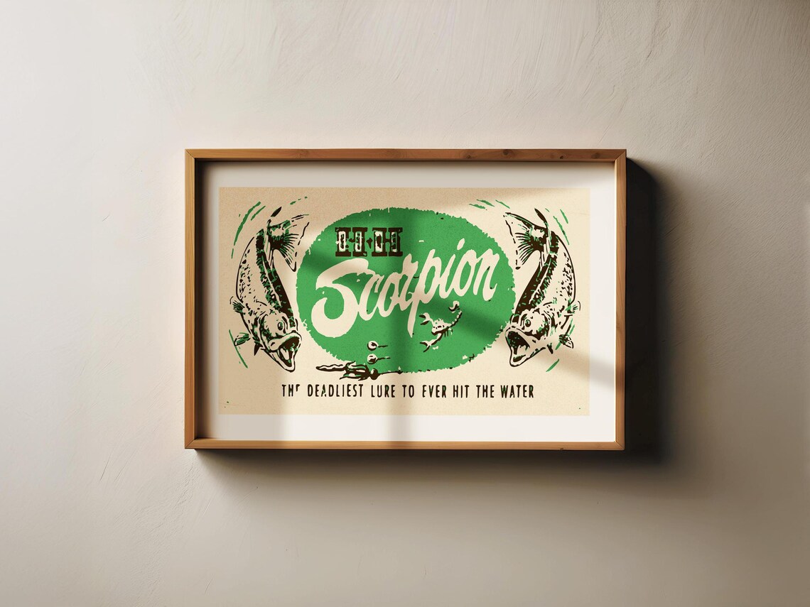 Scorpion Fishing Lure Vintage Deadliest Lure Angler Green Poster - Image 4