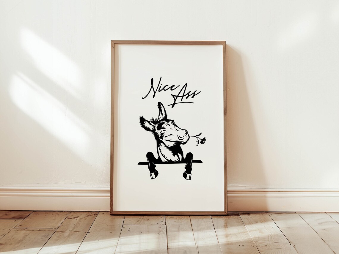 Nice Ass Bathroom Donkey Humor Wall Art Print