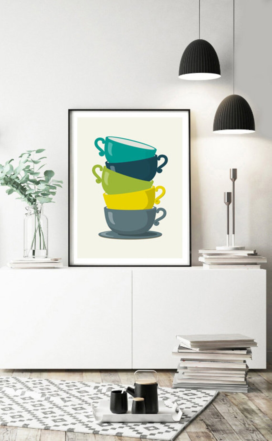 Retro Tea Cups Kitchen Art Print, Kitchen Poster - Image 3