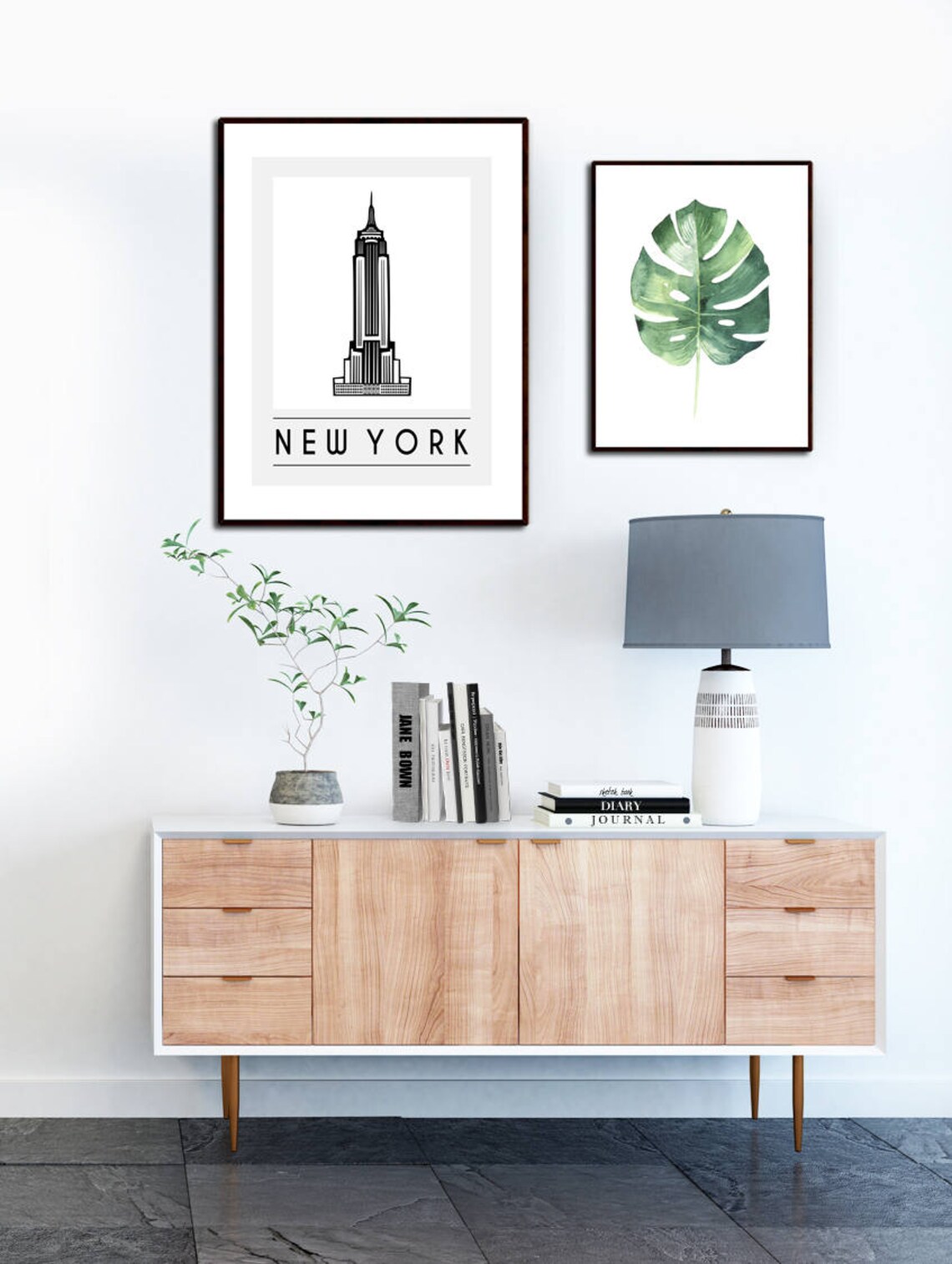 Monstera Leaf Print Tropical Art Botanical Print Tropical Wall Decor Botanical Gift Scandi Decor Minimalist Decor Green Wall Art - Image 2
