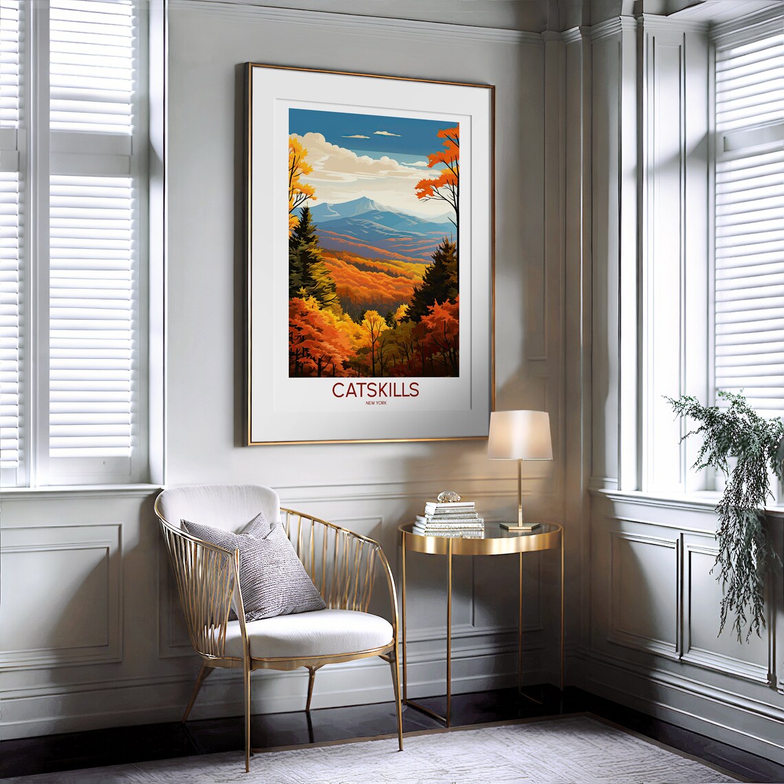 Catskills New York Autumn Foliage Mountain Vista Travel Poster - Image 2