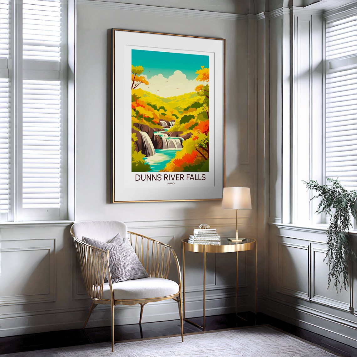 Dunns River Falls Jamaica Waterfalls Forest Illustrated Travel Poster - Image 2