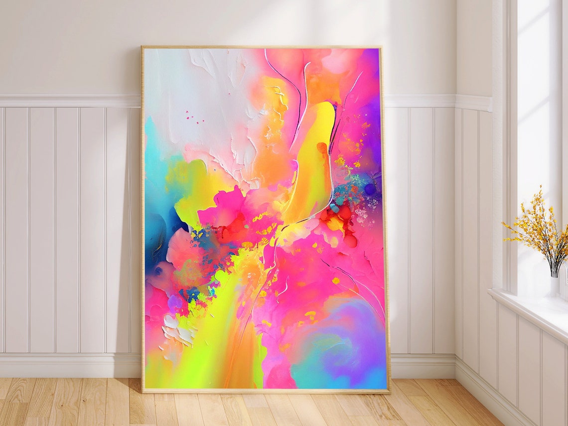 Soft Pastel Watercolor Abstract with Delicate Line Detail Poster