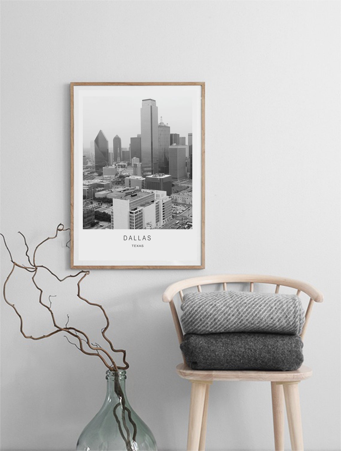 Dallas Texas Skyline Black and White Photography Cityscape Art Poster - Image 2