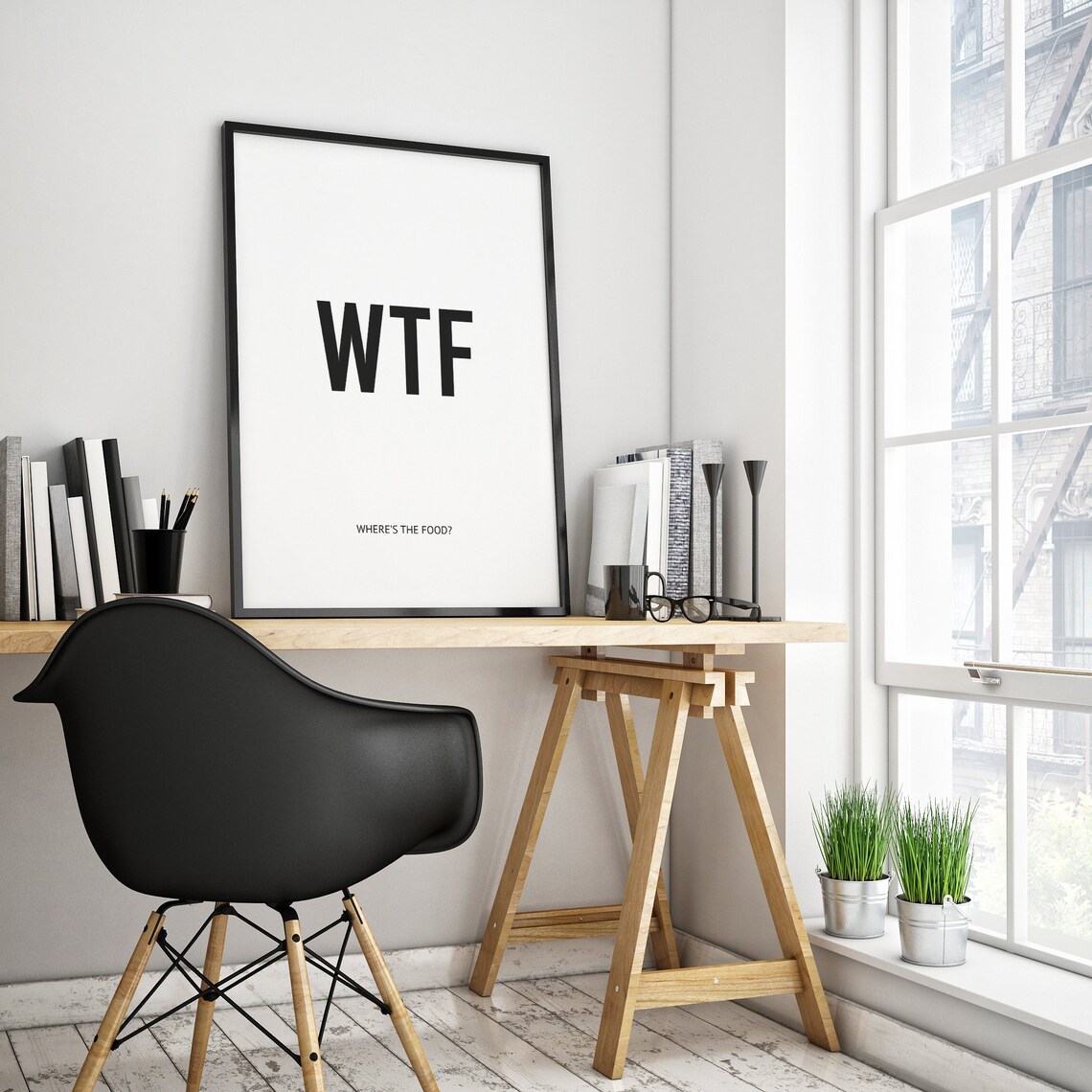 WTF Wheres the Food Very Funny Kitchen Humor Typography Poster - Image 3