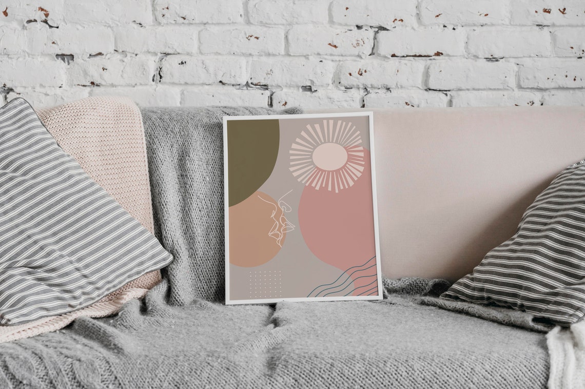 Abstract Boho Sun Face Line Art Modern Bohemian Decor Poster - Image 2
