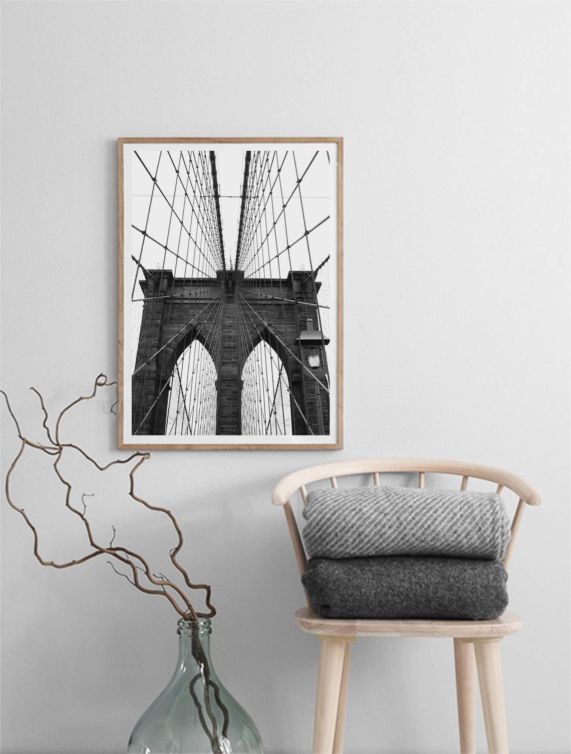 Brooklyn Bridge New York Black And White Architecture Wall Art - Image 2