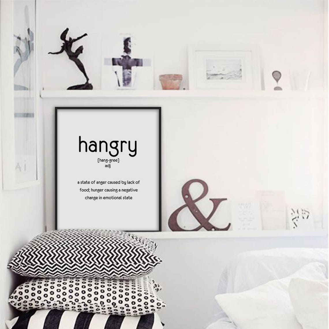 Funny Hangry Dictionary Definition Quote Typography Kitchen Art Poster - Image 2