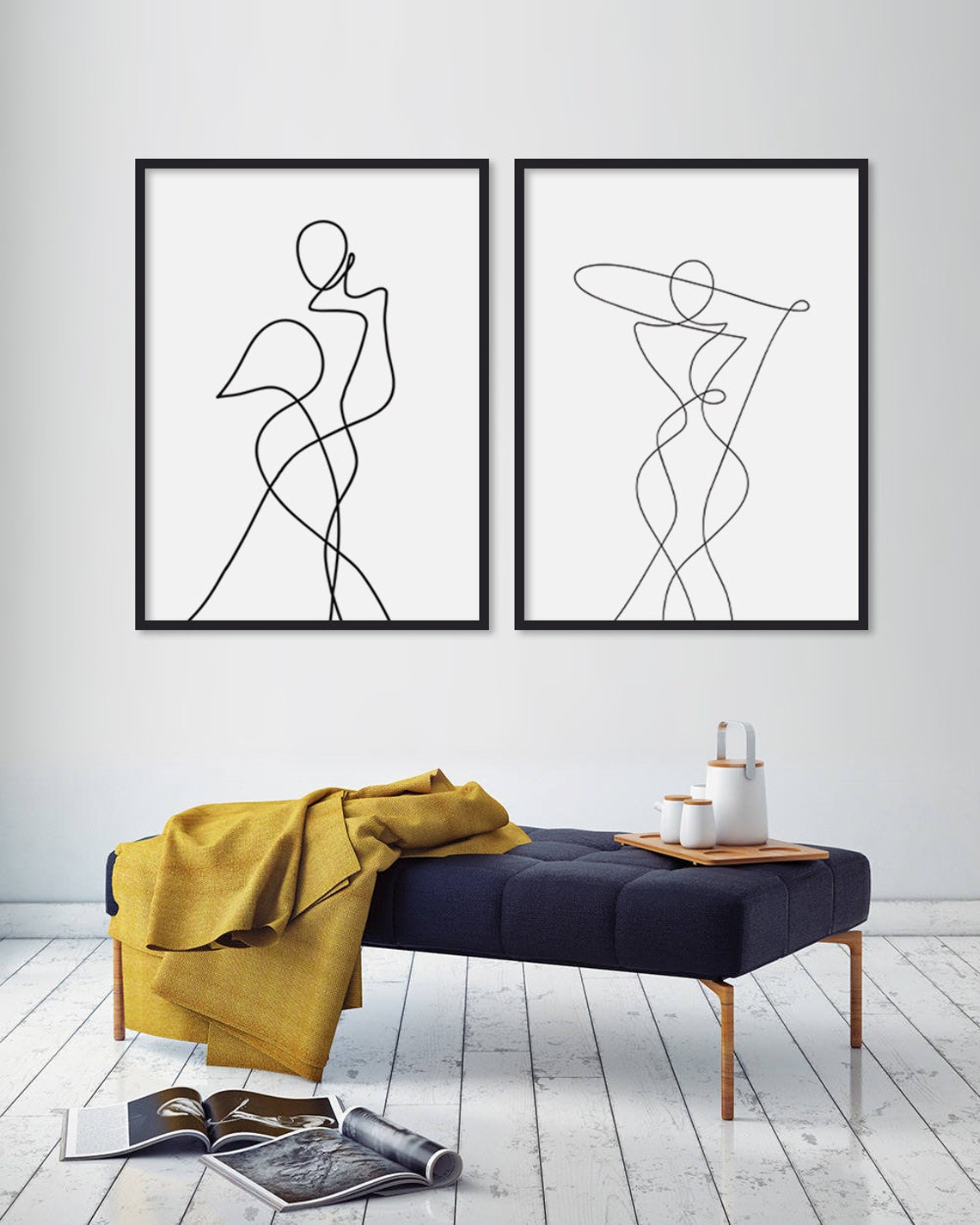 Woman One Line Figure Drawing Minimalist Abstract Body Art Poster - Image 2