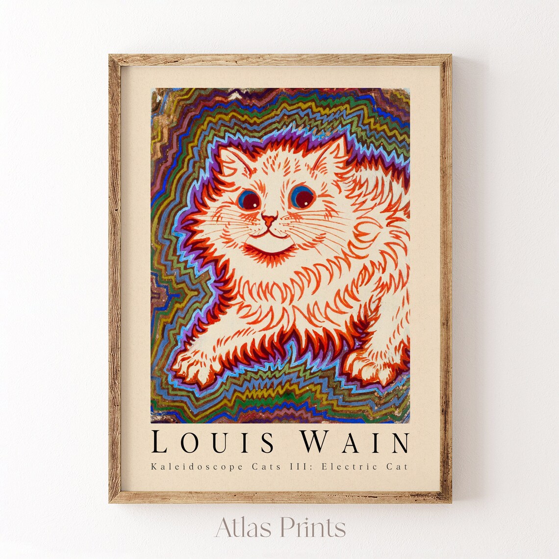 Louis Wain Kaleidoscope Cats III Electric Cat Psychedelic Painting Poster