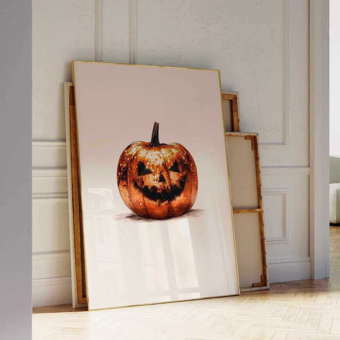 Disco Ball Jack O Lantern Glittery Pumpkin Halloween Party Poster - Image 4