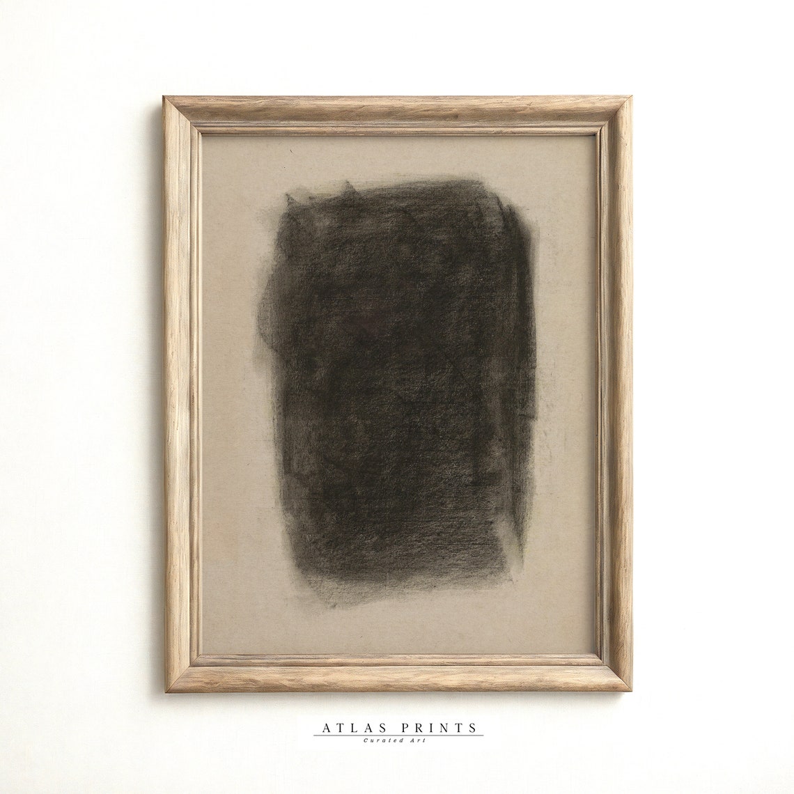 Dark Abstract Charcoal Black Square Minimalist Moody Wall Art